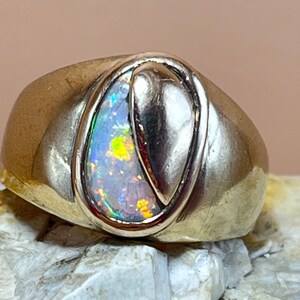 1999 Large Heavy Opal Signet Ring Vintage Size Uks India