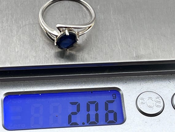 solid silver and sapphire contemporary solitaire … - image 4