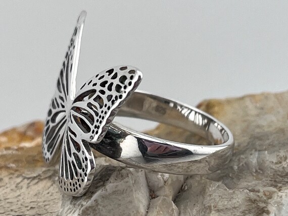 vintage butterfly solid silver ring size uk U USA… - image 2