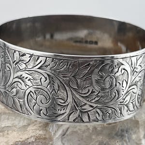 1933 sterling silver wide hinged bangle for small wrist only