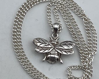 Kiara Jewellery - Collana in argento Sterling 925 placcato in oro rosa, con ciondolo a forma di ape bombata, 45,7 cm, in argento Sterling 925