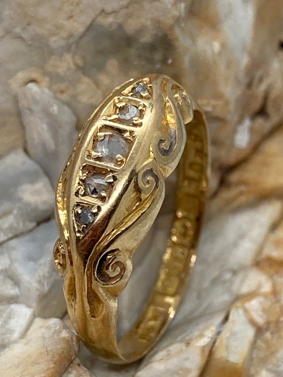 1918 antique 18ct hallmarked 5 diamond ring size u