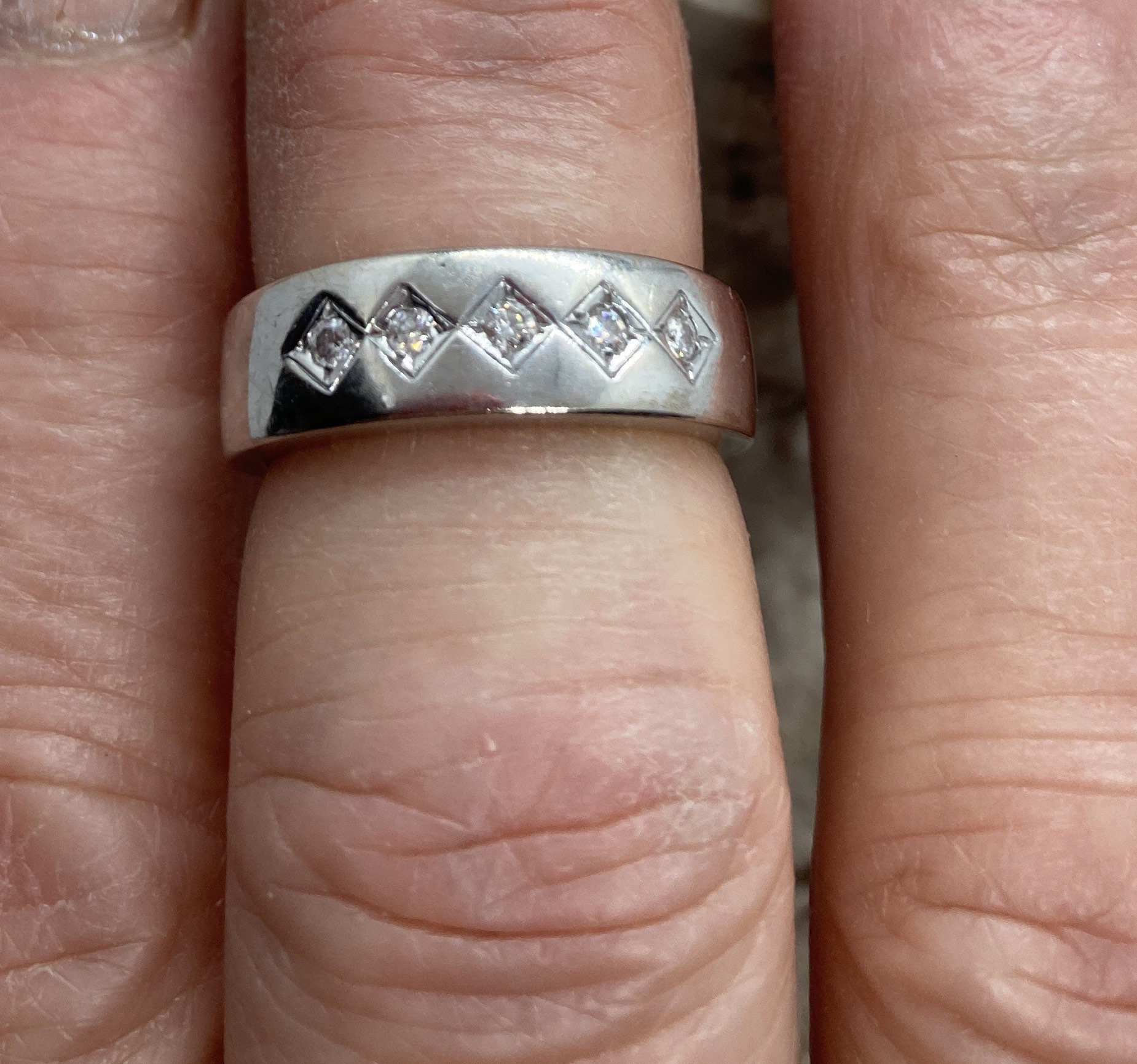 Vintage 18ct White Gold Five Diamond Band Ring Stacker Spacer Etsy