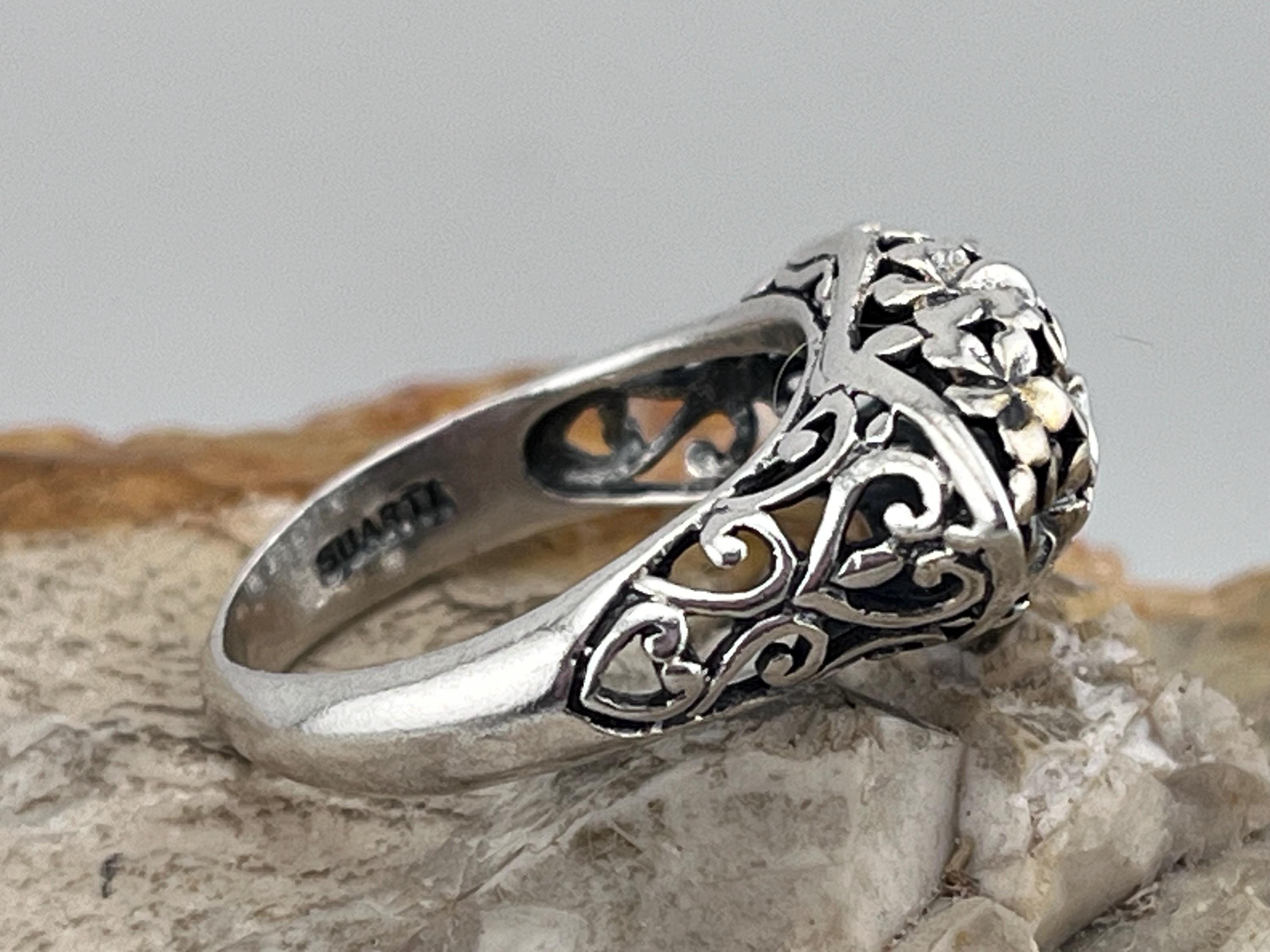 1pc Women'S Silver Color Flower Ring | SHEIN