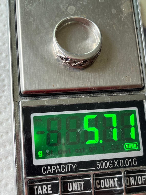 Solid silver gem set band ring stacker spacer Tha… - image 6