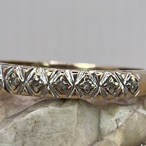 Vintage 9ct gold diamond band ring stacker spacer size ukO1/2 usa7.5