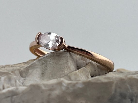 Rose gold over solid silver horizontal cz band ri… - image 8