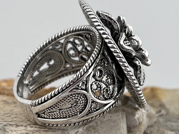 DGS Turkey wire work statement silver ring size u… - image 3