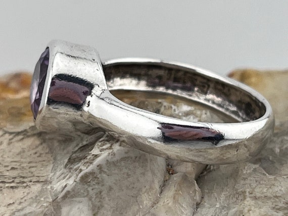 solid silver amethyst statement ring band stacker… - image 2