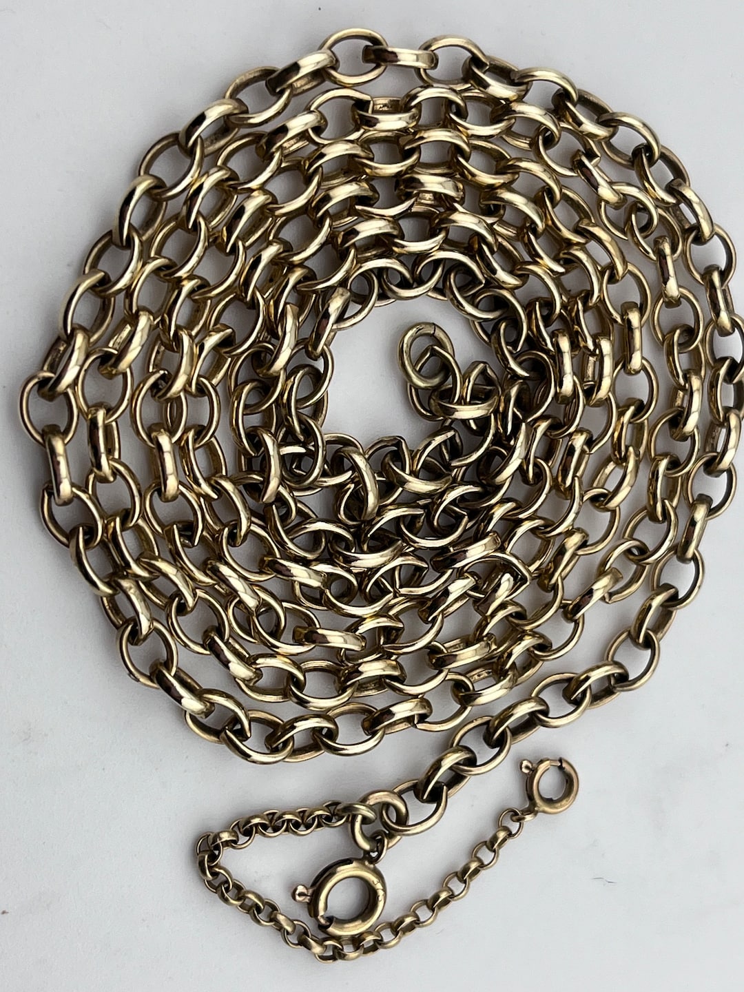 86cm Large Heavy Vintage 9ct Gold Rolo Link Chain Necklace With Safety ...