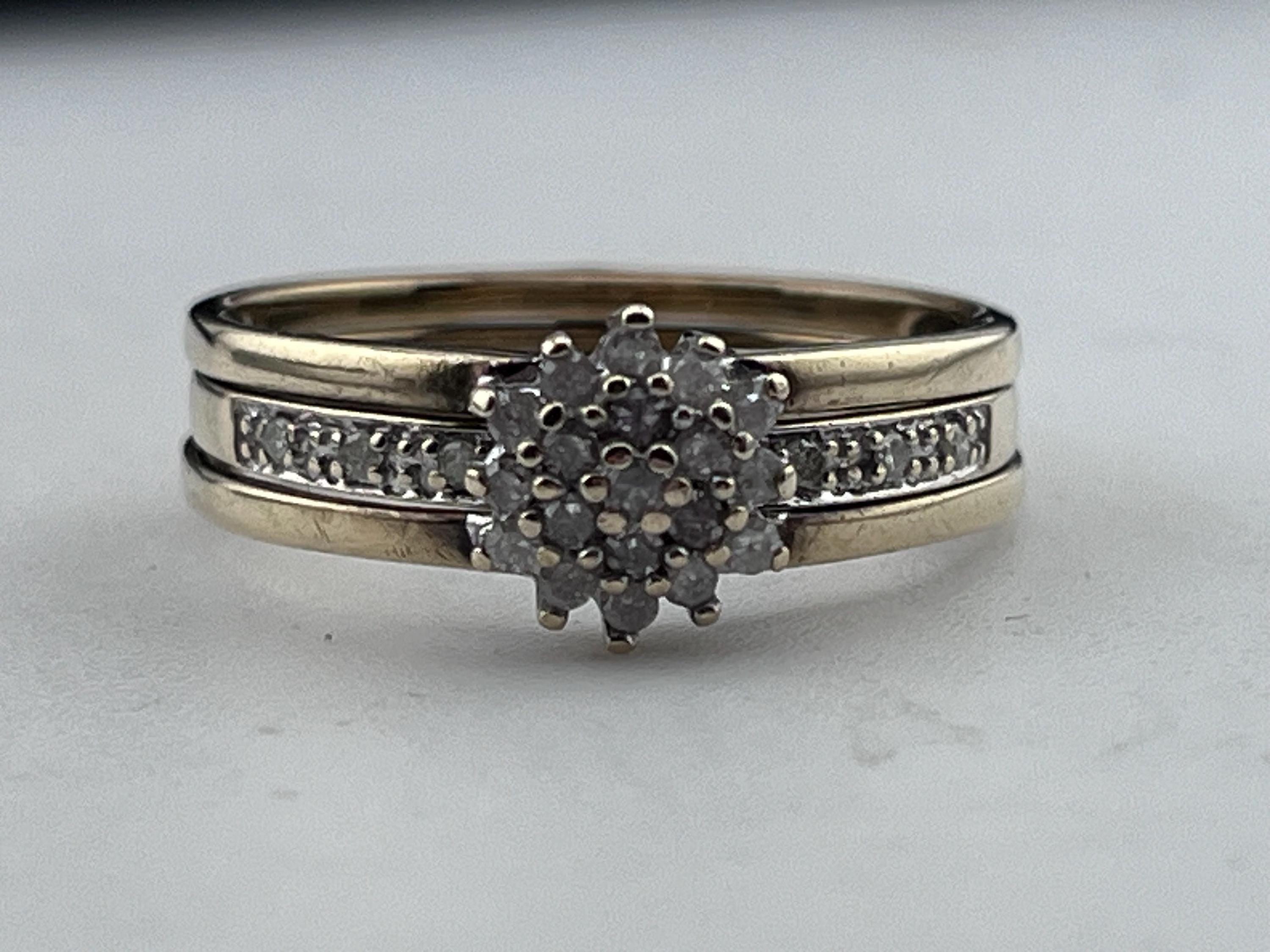 2 Part Rings Diamond Two Part Ring Band Stacker Spacer 9ct Gold Size Uk R USA 8.75 ...