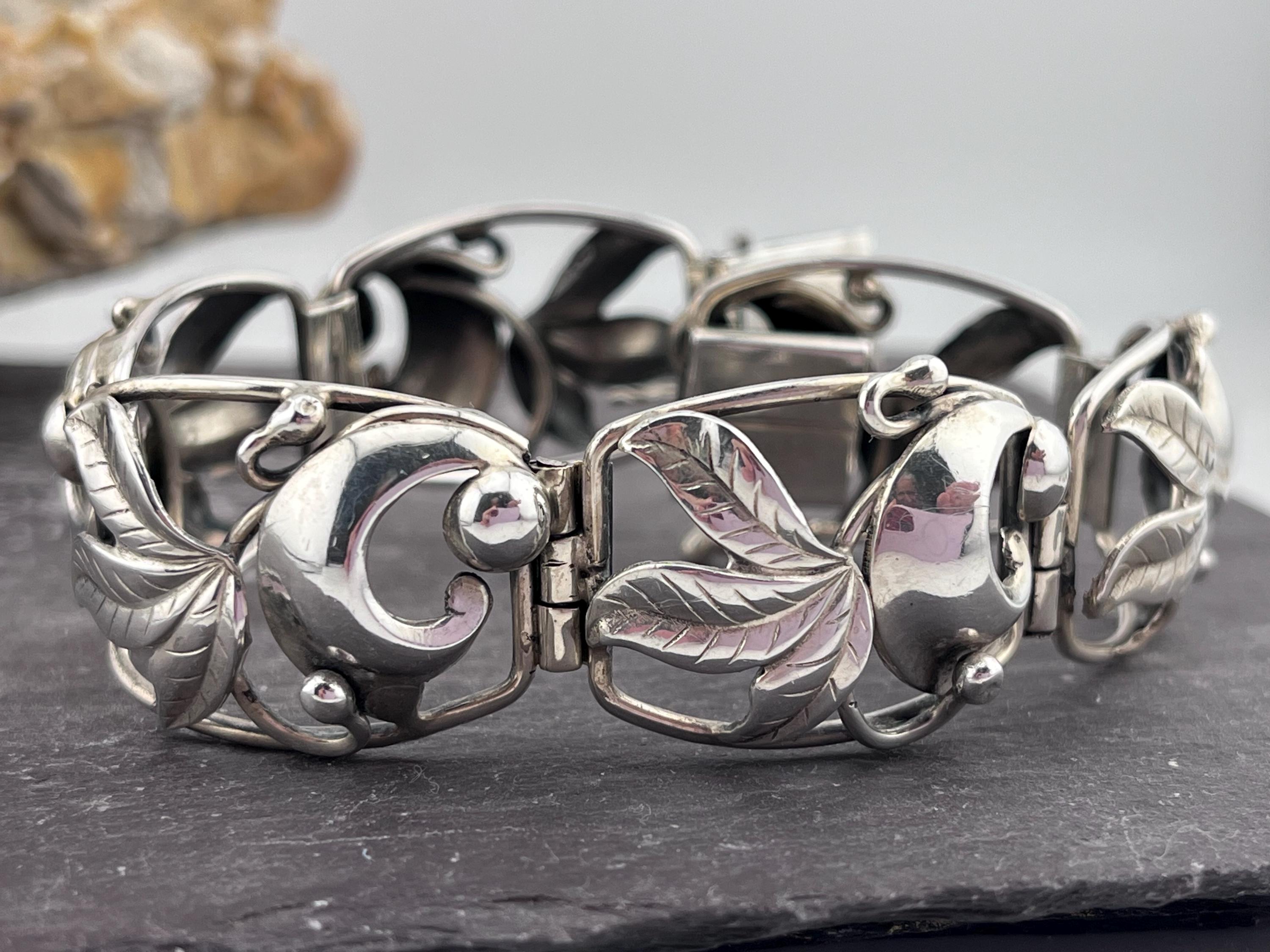 G Kaplan Sweden 17cm Floral Panel Bracelet Silver - Etsy Ireland