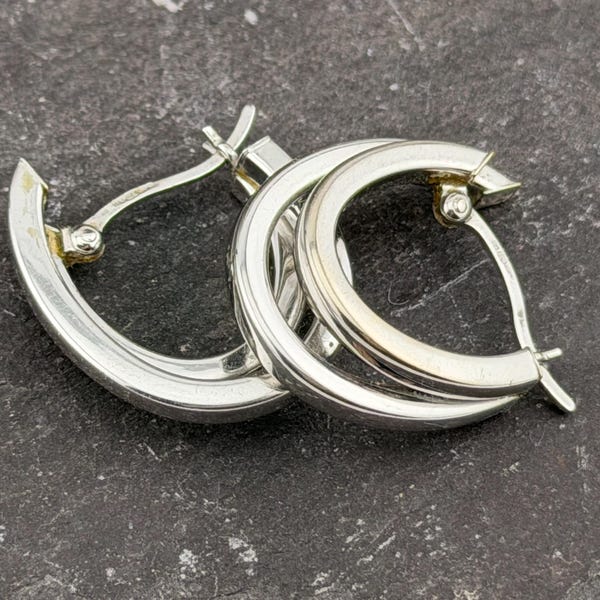 white gold 9ct double hoop loop earrings