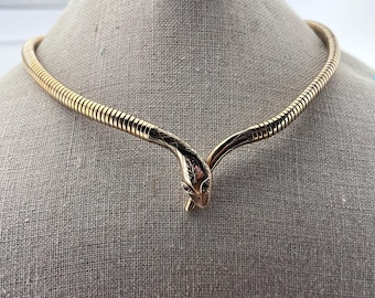 snake collar flexi springy collar necklace 38cm 9ct gold vintage