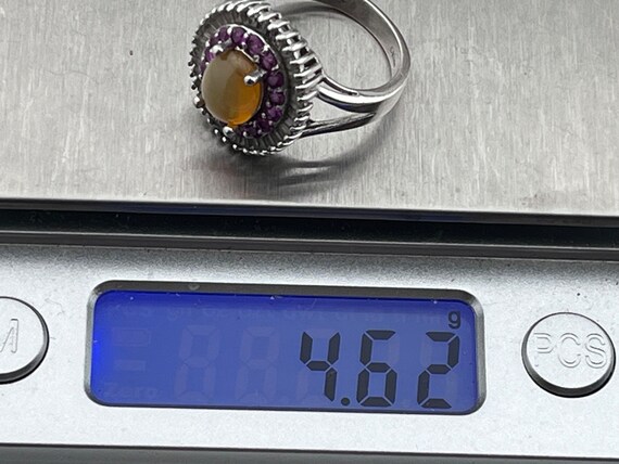 statement Opal, Ruby and white topaz ring size uk… - image 4