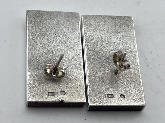 Amber and sterling silver rectangular large earri… - image 3