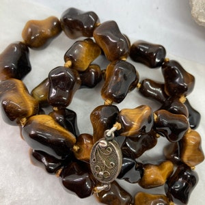 Vintage silver clasp tigers eye necklace length 60cm