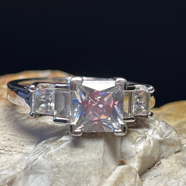 Cz five gemstone ring stacker spacer 925 size uk R USA 8.5
