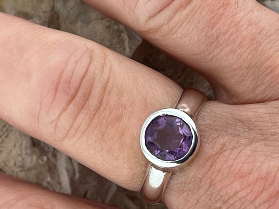 solid silver amethyst statement ring band stacker… - image 6