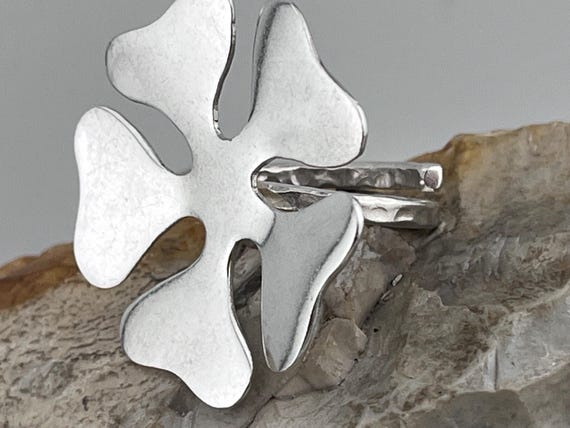 vintage hand made solid silver large statement ri… - image 7