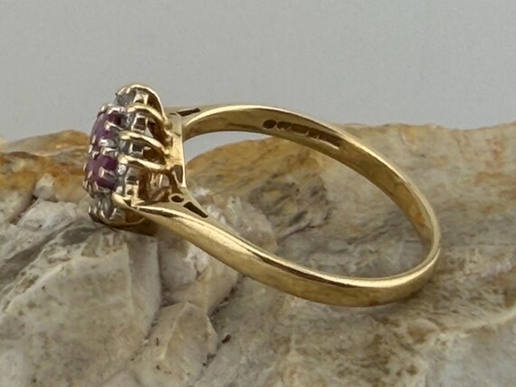 ruby and diamond cluster ring in 14ct gold size u… - image 2