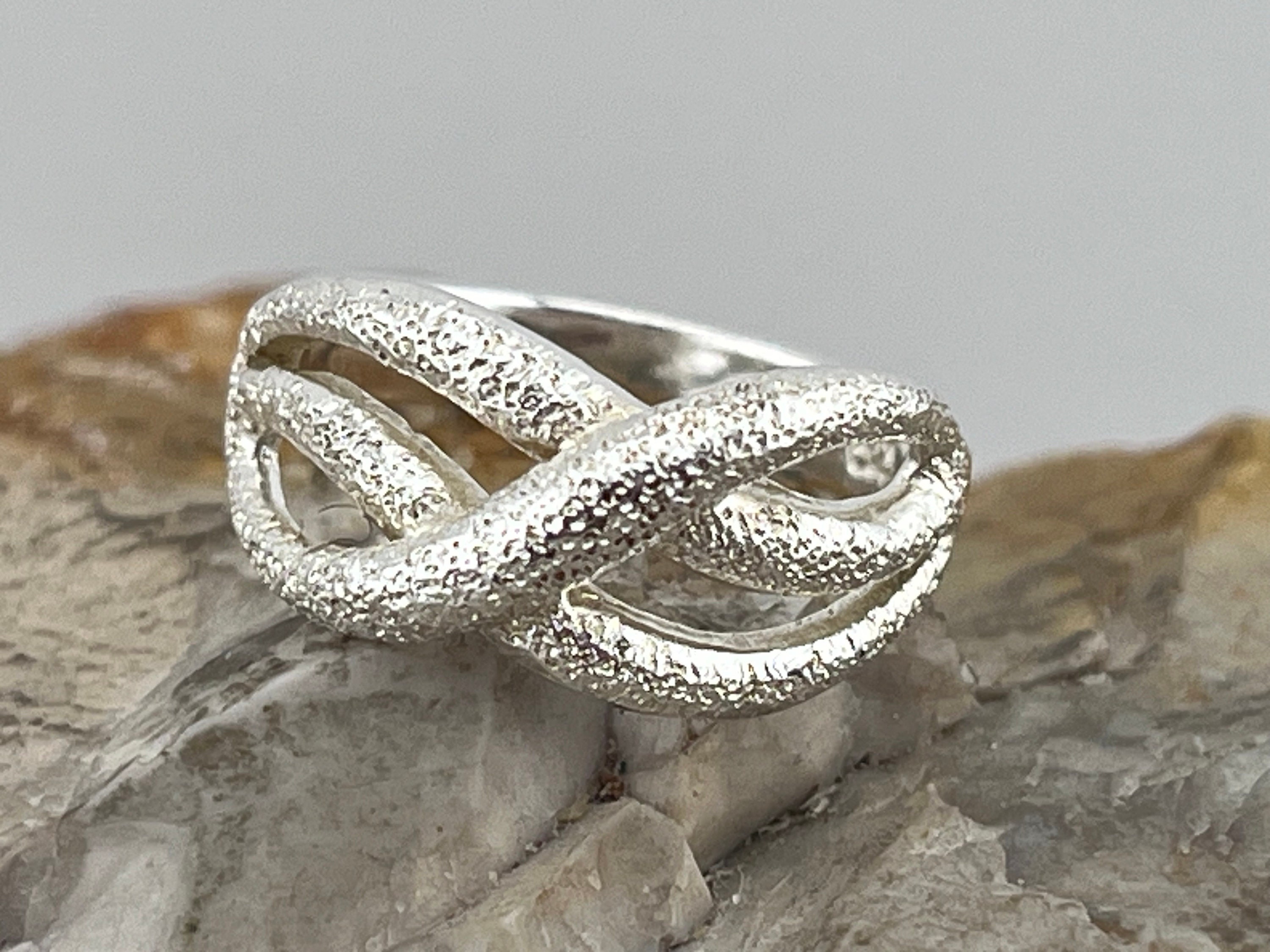 Silver Textured Triple Front Ring Band Stacker Spacer Size Uk J1/2 USA ...