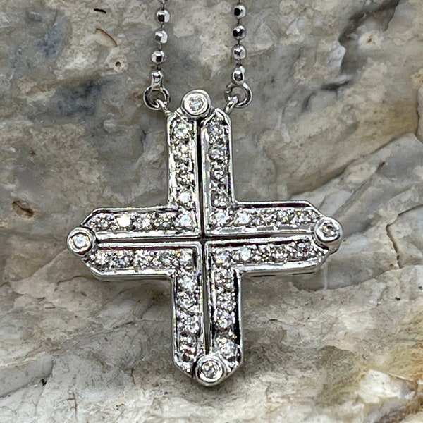 Diamond & 18k Gold Crivelli Cross Bib Necklace