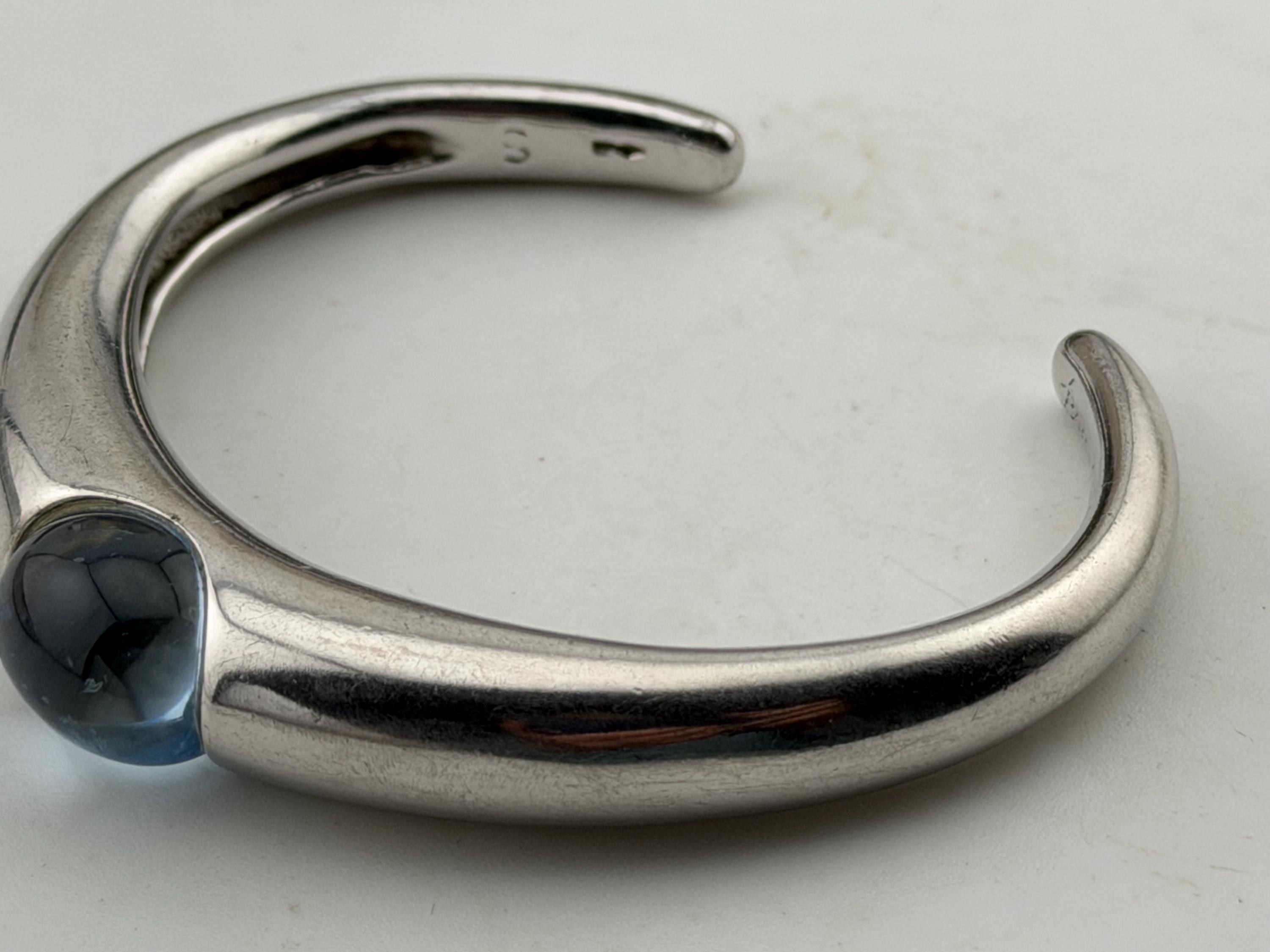 バカラ　バングル バカラ アクアブルークリスタル ソリッドシルバー トルクバングル