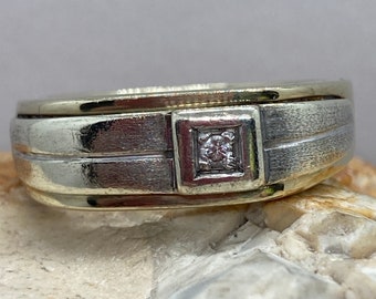 1970s 9ct gold and diamond offset ring signet size ukU usa10