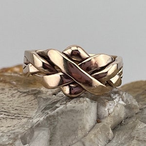 Unoaerre 9ct gold Italian four part puzzle ring size uk N USA 6.75