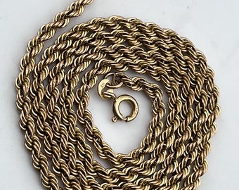50cm 9ct gold hallmarked rope chain necklace vintage