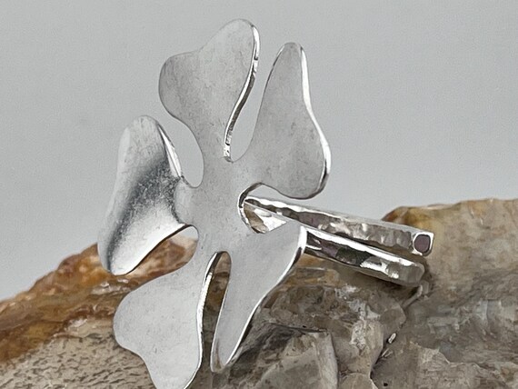 vintage hand made solid silver large statement ri… - image 2