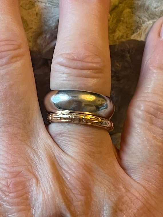 Solid silver D profile band ring stacker spacer s… - image 5