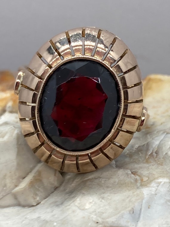 Vintage 14ct Gold Red Natural Gemstone Statement Ring of - Etsy