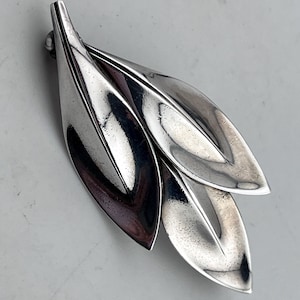H siersbol mid century modernist Scandinavian leaf brooch