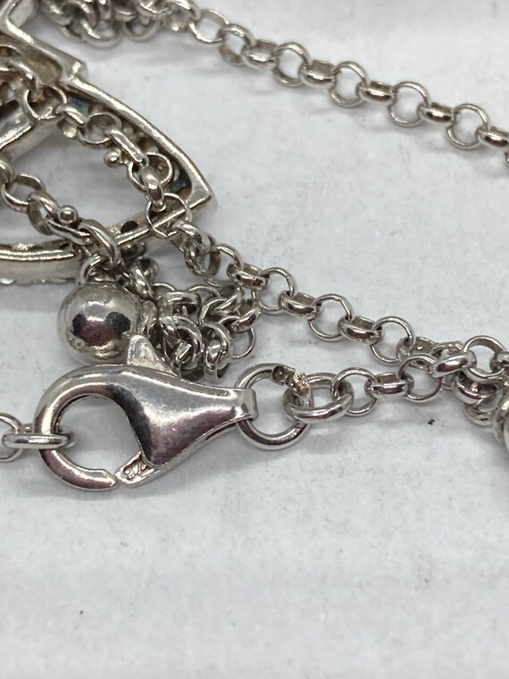 Vintage solid silver gem set three heart negligee… - image 4