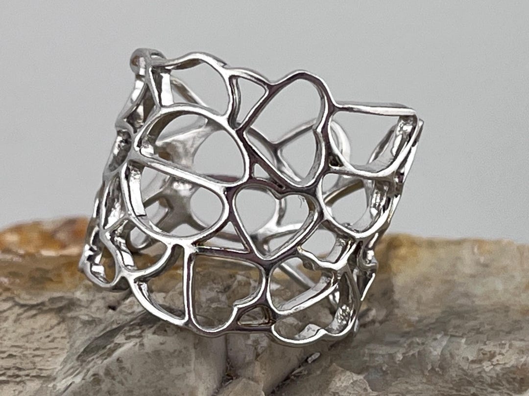 Silver Filigree Broad Band Ring Stacker Size Uk P1/2 USA 8 - Etsy
