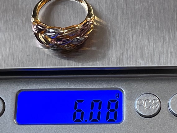 Multi colour gilded solid silver ring band size u… - image 4