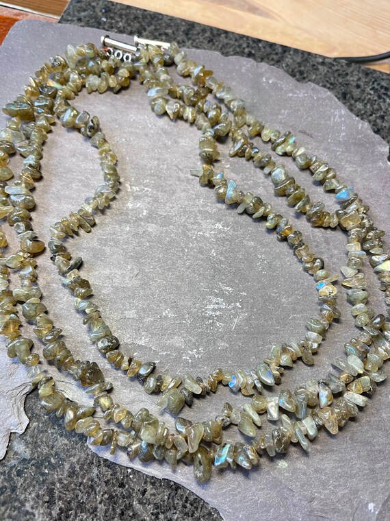 Three string labradorite Coloured Rocks necklace - image 1