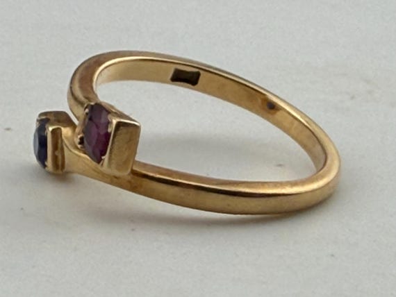 Ruby and sapphire bypass snakehead ring stacker 9… - image 3