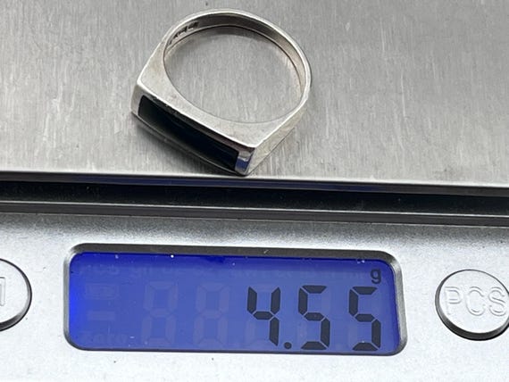 1976 black agate letterbox solid silver signet ri… - image 5