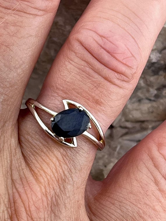 solid silver and sapphire contemporary solitaire … - image 6