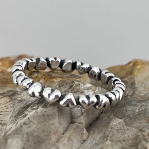 Pandora ALE sterling silver heart band ring stacker spacer size uk R1/2 USA 8.75