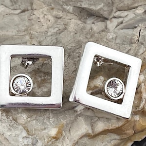 sterling silber und cz quadratische ohrstecker