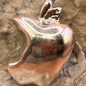 Solid silver apple brooch pin vintage