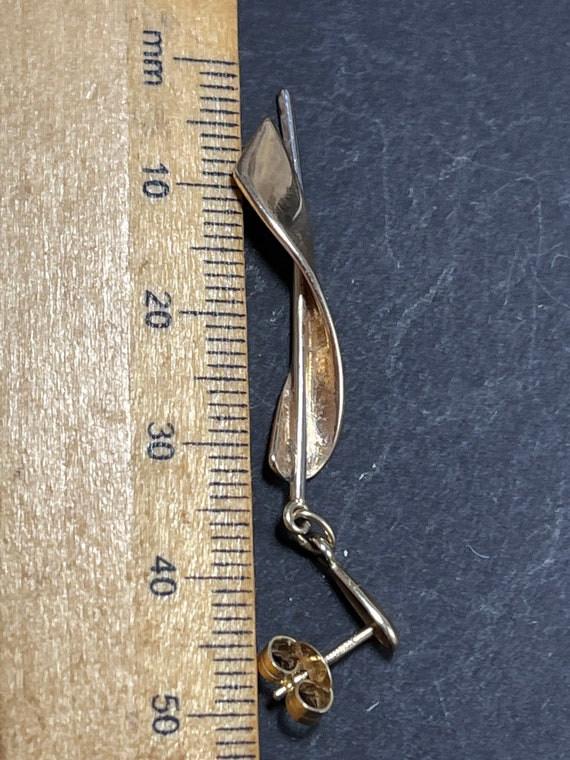 Solid 9ct hallmarked gold vintage dangle drop ear… - image 5