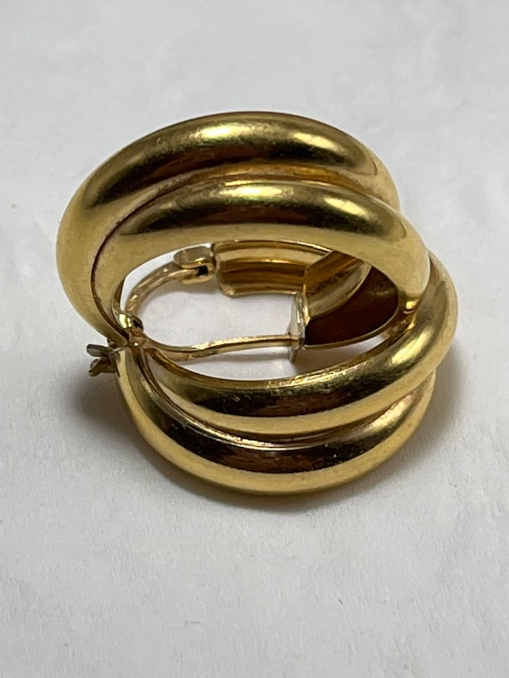 Italian hallmarked 18ct gold double hoop earrings… - image 8