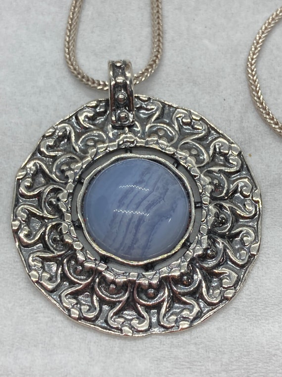 925 Vintage Rectangular Black Blue Multi Color Pendant with Amethyst in Sterling Silver Mount