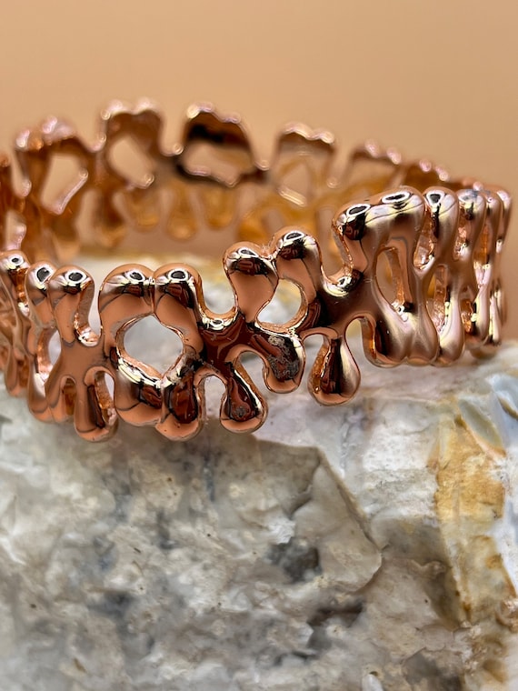 Solid silver with rose gold splat rigid bangle br… - image 7