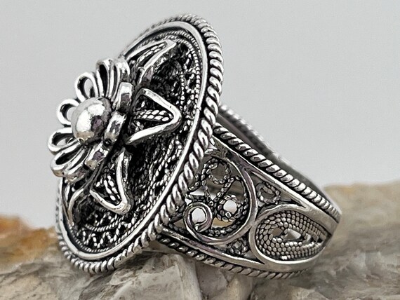 DGS Turkey wire work statement silver ring size u… - image 2